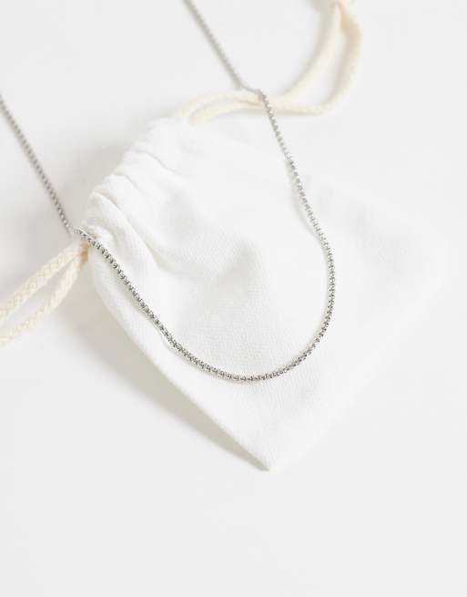 ASOS DESIGN waterbestendige slanke touwschakelketting van roestvrij staal in zilver, 3 van 4