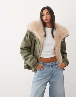 Asos Design Waterfall Bomber Jacket In Green