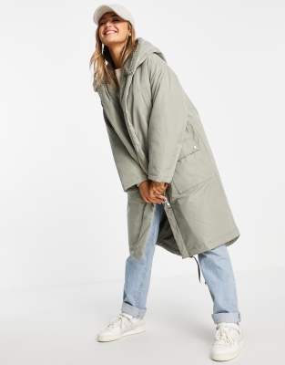 ASOS DESIGN waterfall parka coat in sage | ASOS