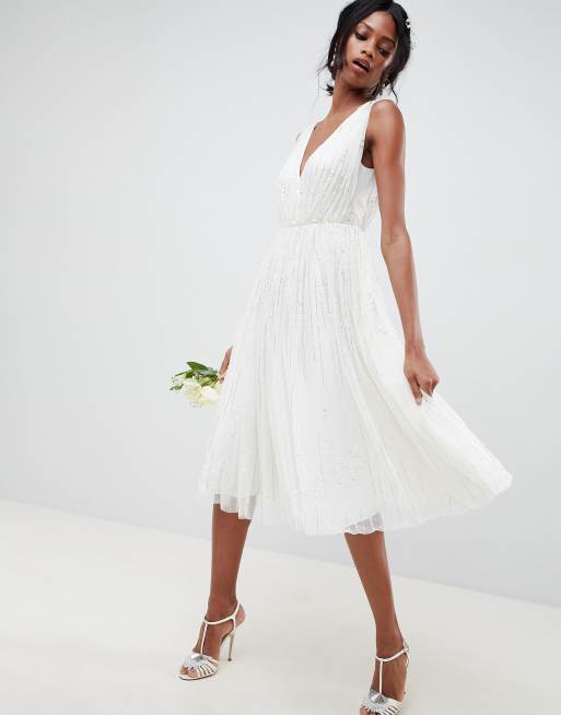 White sparkly midi sales dress