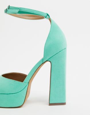 ASOS DESIGN - Waterloo - Scarpe pianta larga verde acqua con plateau e  tacco largo | ASOS