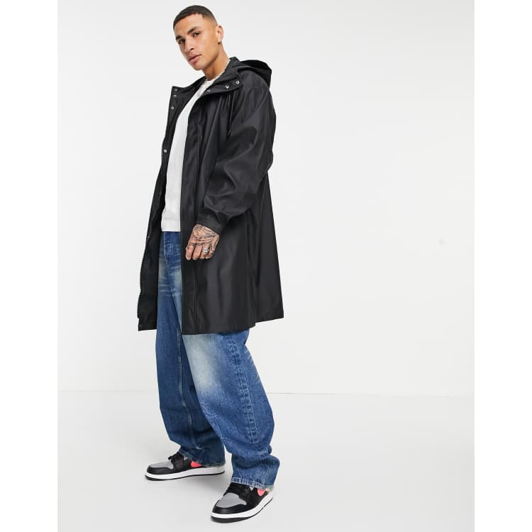 ASOS DESIGN waterproof rubberised rain jacket in black | ASOS