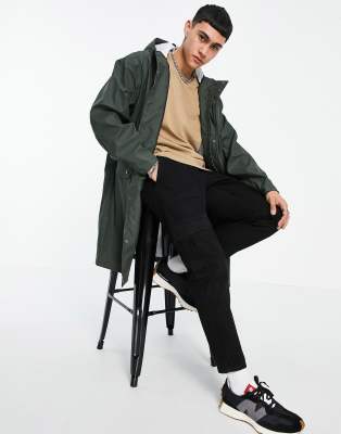 ASOS DESIGN waterproof rubberised rain jacket in khaki - ASOS Price Checker