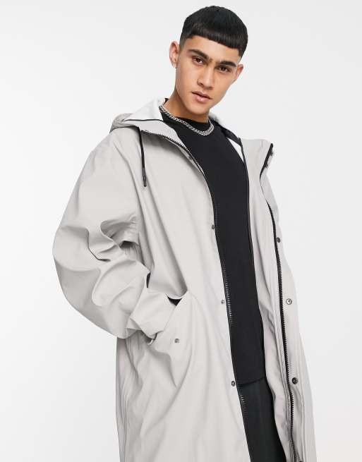 ASOS DESIGN hooded rain jacket in cloud print with chest logo