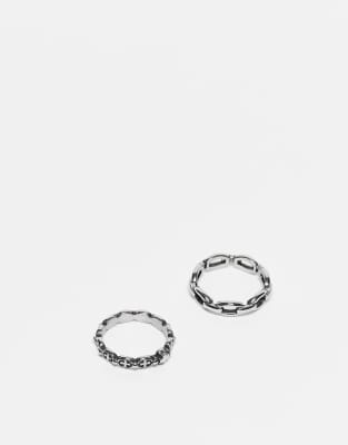 waterproof stainless 2 pack chain and cross ring in burnished silver