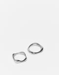 [ASOS DESIGN] ASOS DESIGN waterproof stainless 2 pack molten band ring in silver tone S-M SILVER