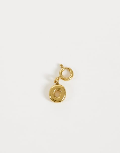 ASOS DESIGN waterproof stainless charm in letter O in gold tone - view 1