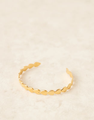 ASOS DESIGN ASOS DESIGN waterproof stainless heart shaped steel cuff bracelet in gold tone