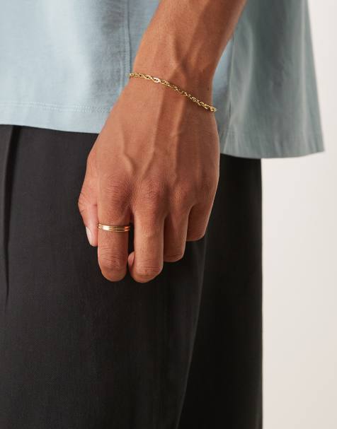ASOS DESIGN waterproof stainless rope chain bracelet in gold - view 1