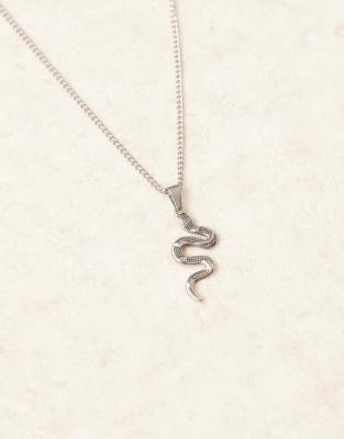 Asos Design Waterproof Stainless Snake Pendant Necklace