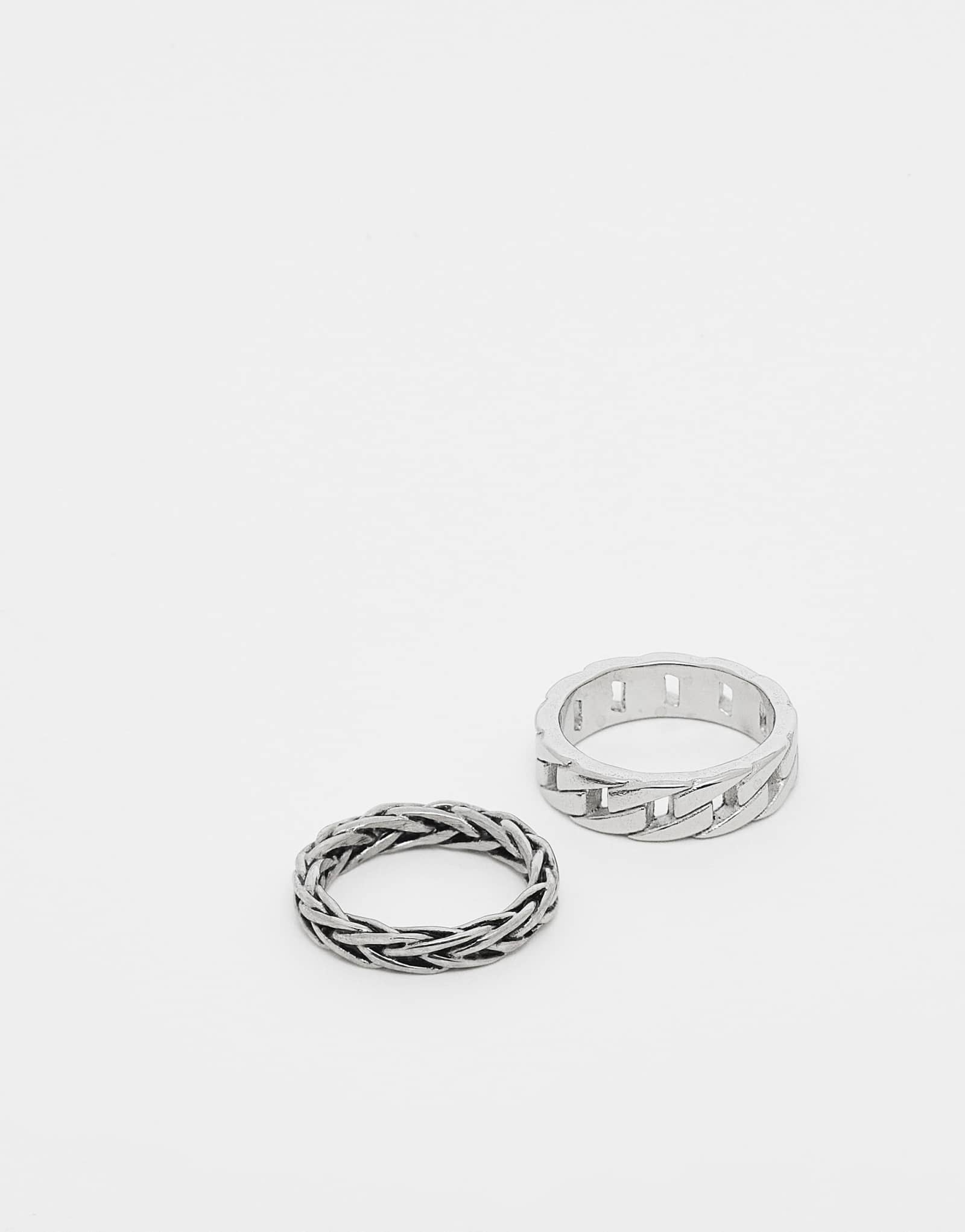 Водонепроницаемая цепочка ASOS DESIGN из нержавеющей стали с 2-мя вставками и плетеными кольцами из серебра  