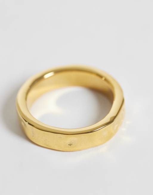 ASOS DESIGN waterproof stainless steel 2 pack molten ring in gold, 3 of 3
