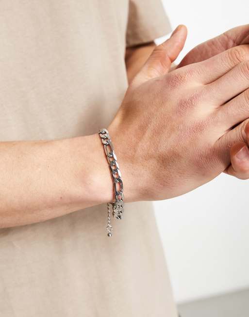 ASOS DESIGN waterproof stainless steel 7mm figaro chain bracelet in