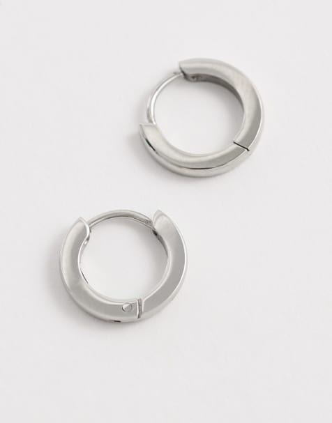 ASOS DESIGN waterproof stainless steel 9mm huggie hoop earrings in silver - view 1