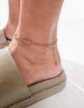 [ASOS DESIGN] ASOS DESIGN waterproof stainless steel anklet with dot chain design in gold tone No Size Gold