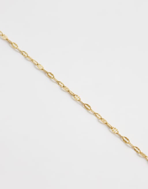 ASOS DESIGN waterproof stainless steel anklet with paper-chain design in gold tone, 3 of 3