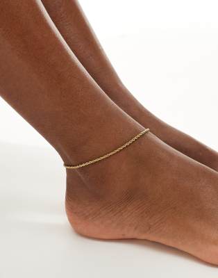 ASOS DESIGN ASOS DESIGN waterproof stainless steel anklet with rope design in gold tone