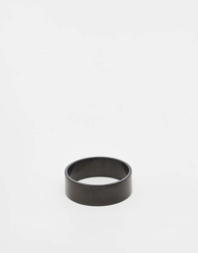 ASOS DESIGN waterproof stainless steel band ring in black tone