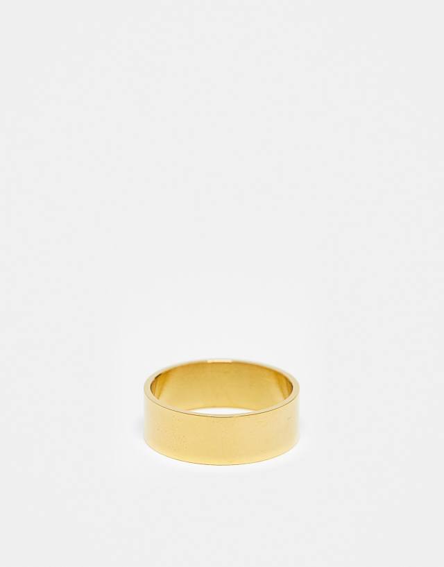 ASOS DESIGN waterproof stainless steel band ring in gold tone