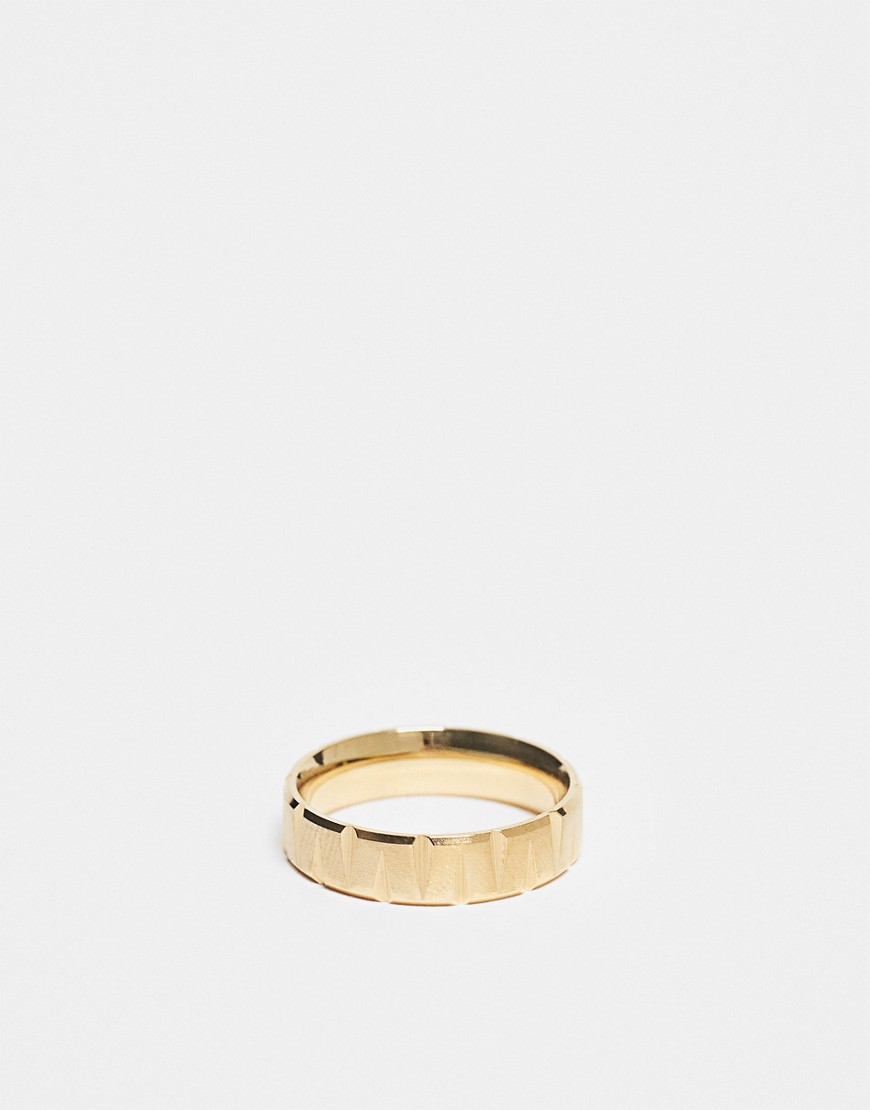 ASOS DESIGN waterproof stainless steel band ring in gold tone