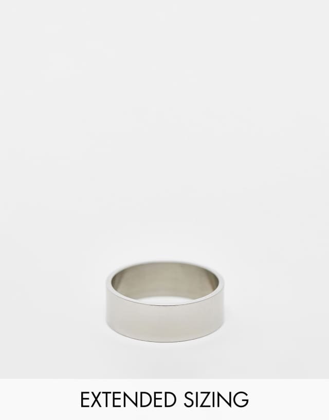 ASOS DESIGN waterproof stainless steel band ring in silver tone