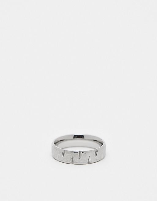  ASOS DESIGN waterproof stainless steel band ring in silver tone