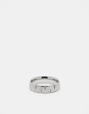 ASOS DESIGN waterproof stainless steel band ring in silver tone