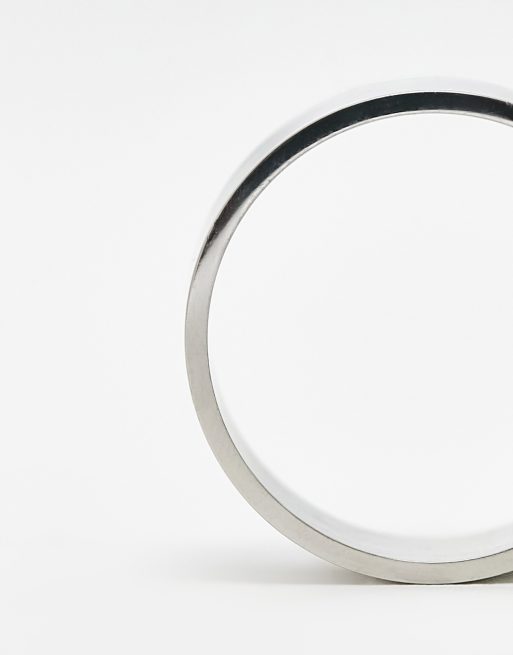 ASOS DESIGN waterproof stainless steel band ring in silver tone, 3 of 4