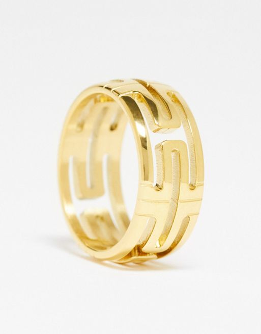 Stainless Steel Fashion Wave Sun Finger Rings For Men Golden
