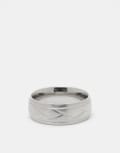 [ASOS DESIGN] ASOS DESIGN waterproof stainless steel band ring with embossing in silver tone XS SILVER