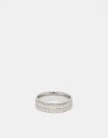 ASOS DESIGN waterproof stainless steel band ring with greek wave design in silver tone