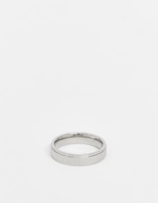 ASOS DESIGN waterproof stainless steel band ring with roman numerals design in silver tone