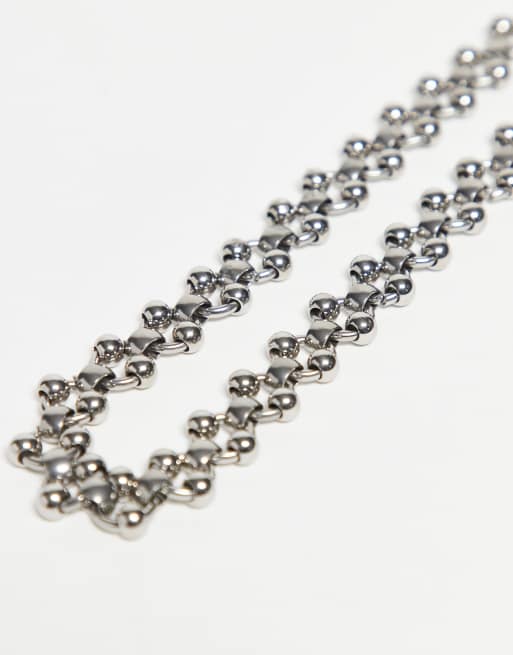ASOS DESIGN waterproof stainless steel beaded ball chain jeans chain in silver