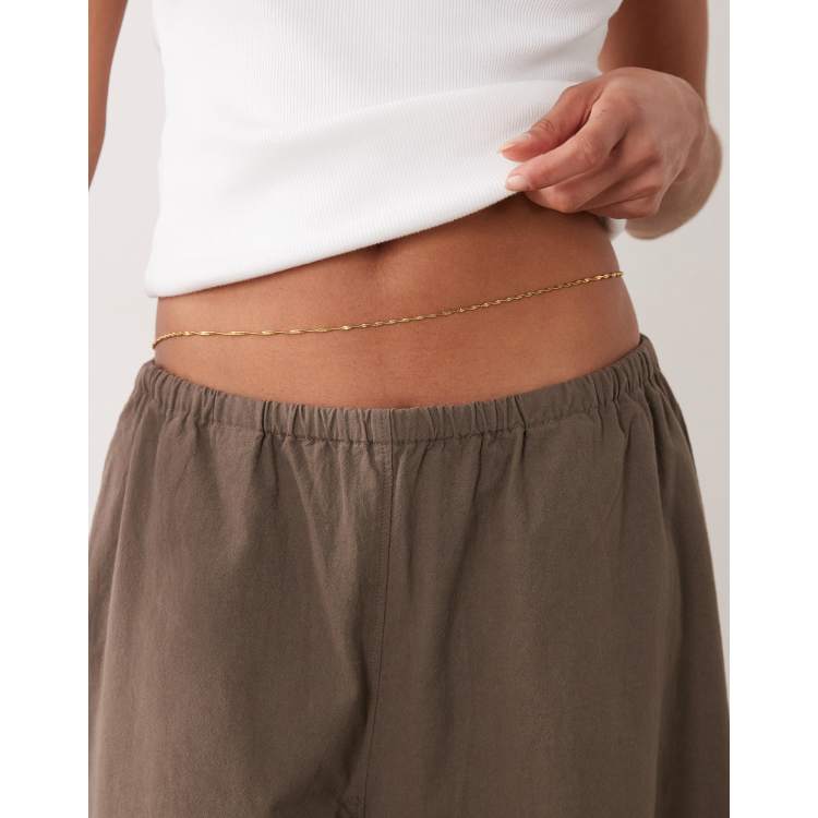 ASOS DESIGN waterproof stainless steel belly chain in gold tone | ASOS