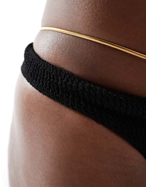 ASOS DESIGN waterproof stainless steel belly chain with snake chain design in gold tone, 2 of 4