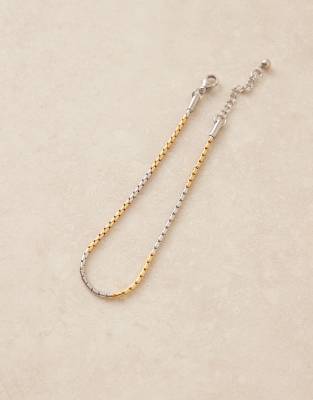 Asos Design Waterproof Stainless Steel Biplate Chain Bracelet In Silver