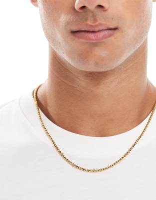 Asos Design Waterproof Stainless Steel Box Chain Necklace