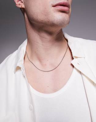waterproof stainless steel box chain necklace in silver tone