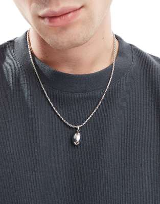 waterproof stainless steel box chain necklace with pendant in silver tone