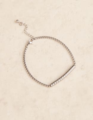 Asos Design Waterproof Stainless Steel Box Chain With Tube Embellishment In Metallic