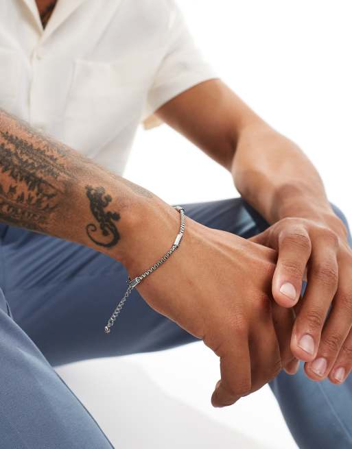 ASOS DESIGN waterproof stainless steel bracelet in silver tone