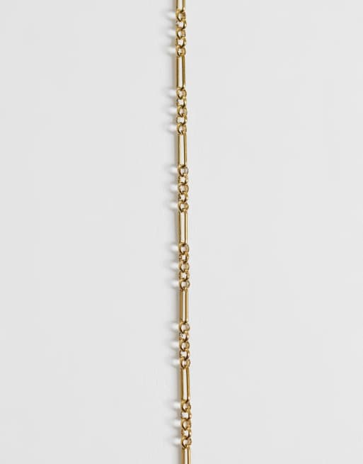 ASOS DESIGN waterproof stainless steel bracelet with dainty chain links in gold tone, 2 of 3