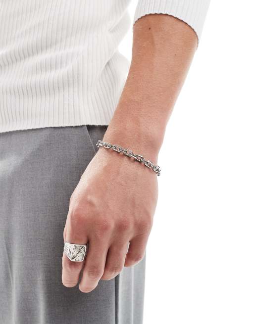 ASOS DESIGN waterproof stainless steel bracelet with T-bar in silver tone, 2 of 4