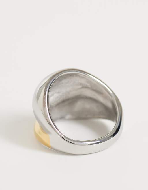 ASOS DESIGN waterproof stainless steel bubble ring in mixed silver and gold tone, 3 of 3