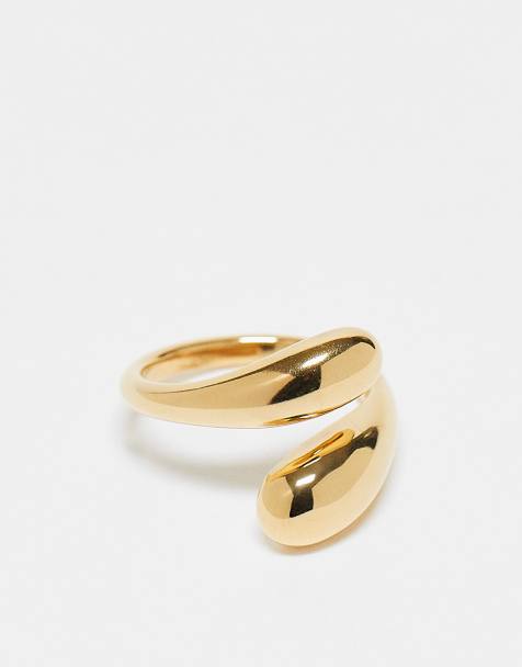ASOS DESIGN waterproof stainless steel bubble wrap around ring in gold tone - view 1