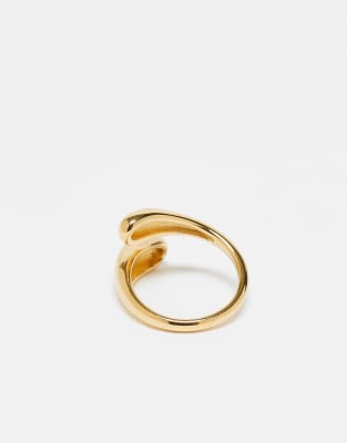 Asos Design Waterproof Stainless Steel Bubble Wrap Around Ring In Gold