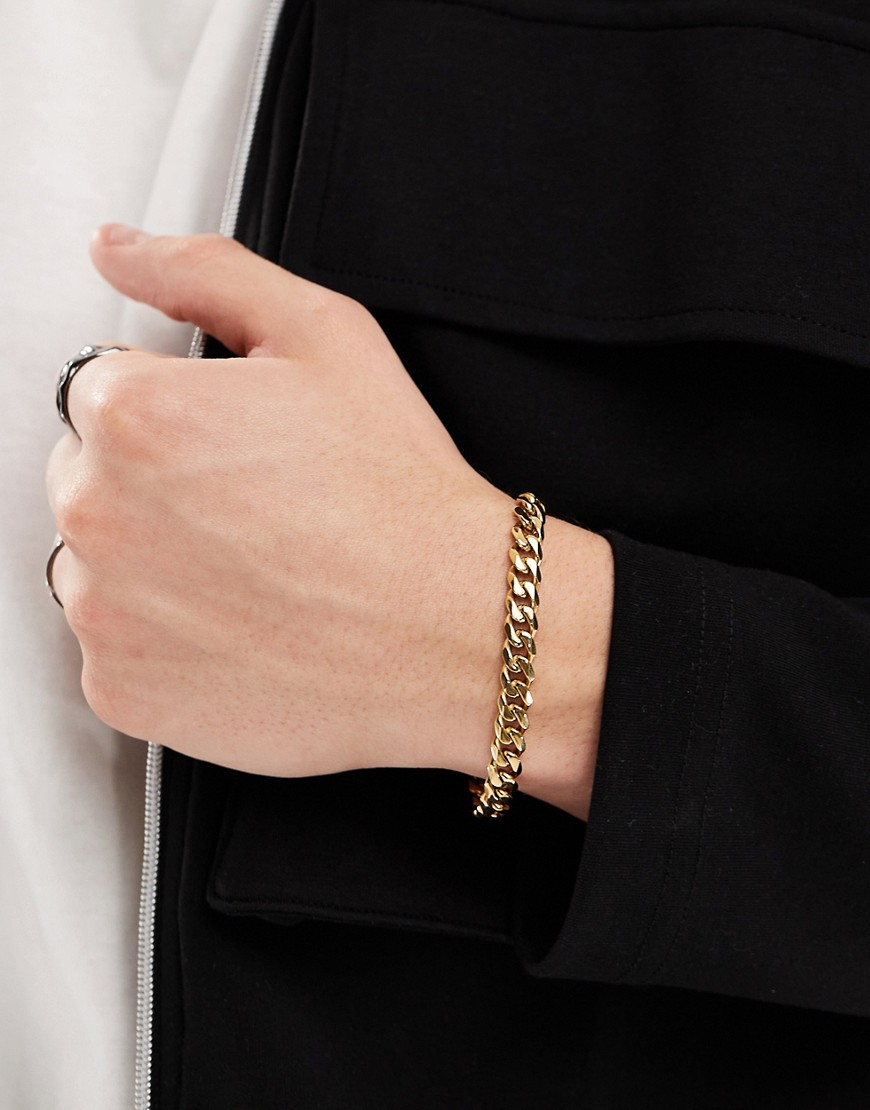 Asos Design Waterproof Stainless Steel Chain Bracelet In Gold Tone