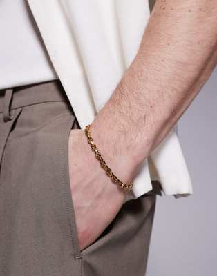 Asos Design Waterproof Stainless Steel Chain Bracelet In Gold