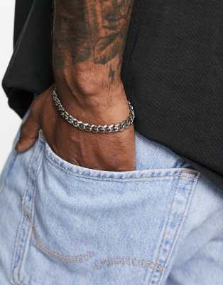ASOS DESIGN waterproof stainless steel chain bracelet in silver tone   - SILVER - view 1
