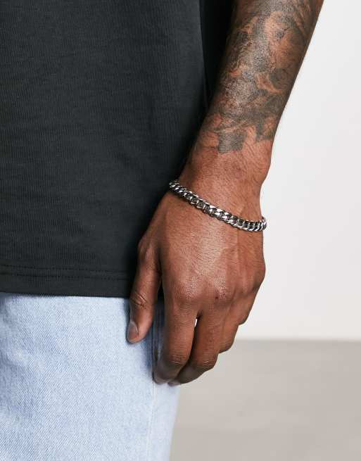 ASOS DESIGN waterproof stainless steel chain bracelet in silver tone